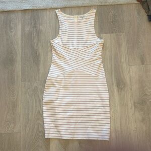 White and Pink stripped body con dress.